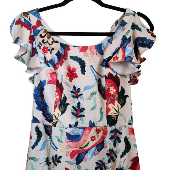 Sachin & Babi Hemuskudar Floral Tassel Short-Sleeve Cocktail Sheath Dress Size 0 - Picture 5 of 16